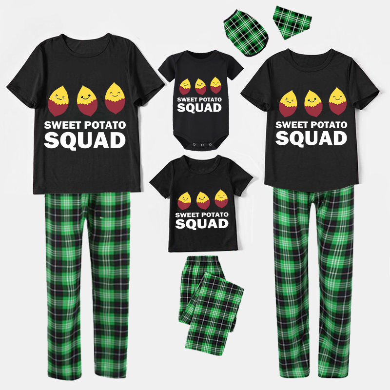 Family Matching Pajamas Exclusive Design Is Potato Sweet Potato Squad Black Pajamas Set