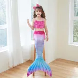 Toddler Girls 3 Pieces Swimwear Mermaid Fish Tail Bikini Swimsuit Set