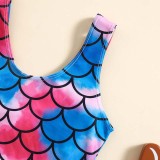 Toddler Girls One Piece Swimwear Cartoon Dinosaurs Ruffles Swimsuit