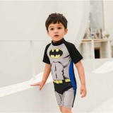Toddler Kids Boy One Piece Swimwear Cartoon Bats Swimsuit with Swim Cap