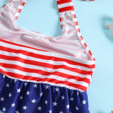 Toddler Kids Girl Two Pieces Swimwear Independence Day National Flag Halter Swimsuit