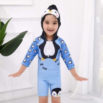 Toddler Kids Two Pieces Swimwear Penguin Swimsuit with Swim Hat