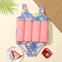 Toddler Kids Swimwear Flower Prints Float Adjustable Buoyancy Swimsuit