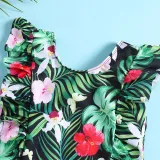 Toddler Girls One Pieces Swimwear Palm Leaves Watermelon Prints Swimsuit