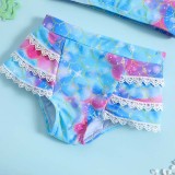 Toddler Girls Two Pieces Swimwear Sling Mermaid Lace Swimsuit