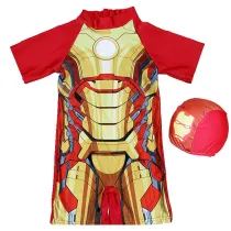 Toddler Kids Boy One Piece Swimwear Cartoon Prints Swimsuit with Swim Cap