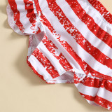 Toddler Kids Girl Two Pieces Swimwear Independence Day National Flag Prints Sling Swimsuit