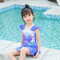 Toddler Girls One Pieces Swimwear Cartoon Princess Snowflake Skirt Swimsuit