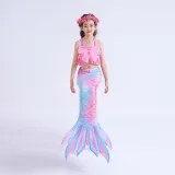 Toddler Girls 3 Pieces Swimwear Mermaid Lace Bowknot Bikini Swimsuit