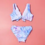 Toddler Girls Two Pieces Swimwear Bowknot Gradient Color Swimsuit