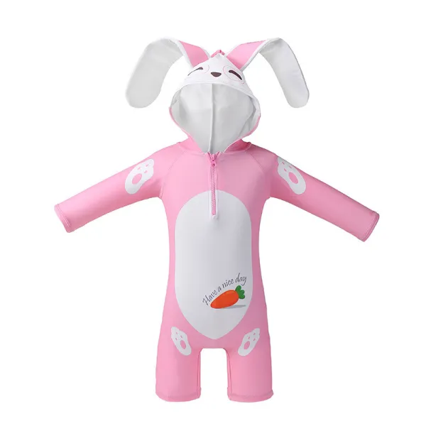 Toddler Kids Girl One Piece Swimsuit Long Sleeve Bunny Rabbit Surfwear Swimsuit