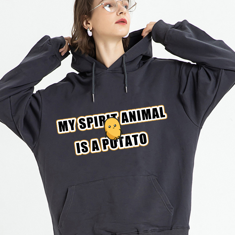 Adult Unisex Tops Exclusive Design My Spirit Animal Is A Potato Slogan T-shirts And Hoodies