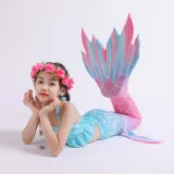 Toddler Girls 3 Pieces Bowknot Swimwear Mermaid Halter Bikini Swimsuit