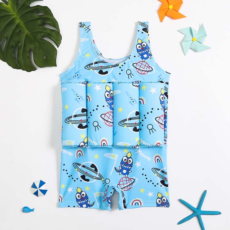 Toddler Kids Boy Swimwear Planets Prints Float Adjustable Buoyancy Swimsuit
