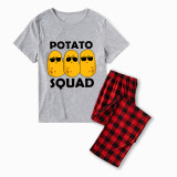 Family Matching Pajamas Exclusive Design Is Potato Squad Gray Short Long Pajamas Set