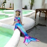Toddler Girls 3 Pieces Swimwear Mermaid Bowknot Halter Bikini Swimsuit