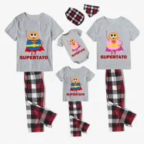 Family Matching Pajamas Exclusive Design Is Potato Super Potato Gray Pajamas Set