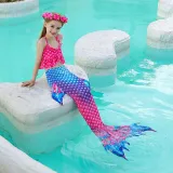 Toddler Girls 3 Pieces Swimwear Rainbow Mermaid Fish Tail Bikini Swimsuit