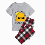 Family Matching Pajamas Exclusive Design Is Potato King And Queen Gray Pajamas Set
