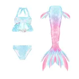 Toddler Girls 3 Pieces Bowknot Swimwear Mermaid Halter Bikini Swimsuit