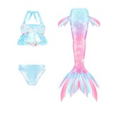 Toddler Girls 3 Pieces Bowknot Swimwear Mermaid Halter Bikini Swimsuit