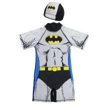 Toddler Kids Boy One Piece Swimwear Cartoon Bats Swimsuit with Swim Cap
