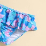 Toddler Girls Two Pieces Swimwear Mermaid Fish Scale Swimsuit