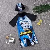 Toddler Kids Boy One Piece Swimwear Cartoon Bat Swimsuit with Swim Cap