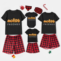 Family Matching Pajamas Exclusive Design Is Potato Friends Black Red Plaids Pajamas Set