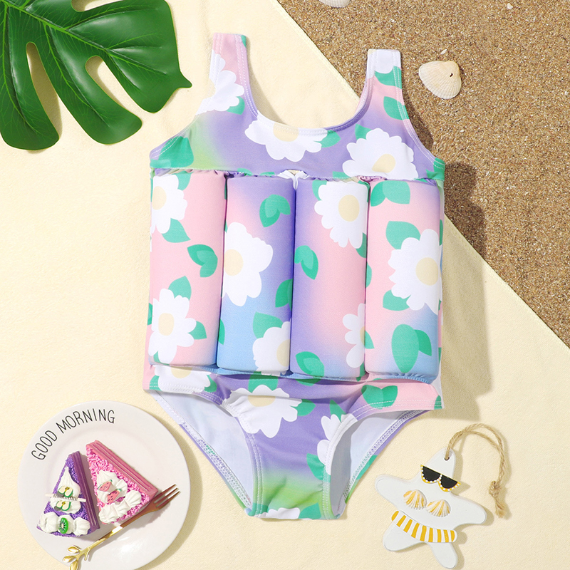 Toddler Kids Swimwear Daisy Flower Prints Float Adjustable Buoyancy Swimsuit