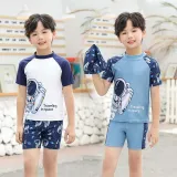 Toddler Kids Boy Two Pieces Swimwear Space Astronauts Swimsuit with Swim Cap