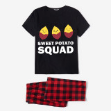 Family Matching Pajamas Exclusive Design Is Potato Sweet Potato Squad Black Red Plaids Pajamas Set