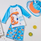 Toddler Kids Two Pieces Swimwear Crab Fish Swimsuit Surfwear with Sun Hat