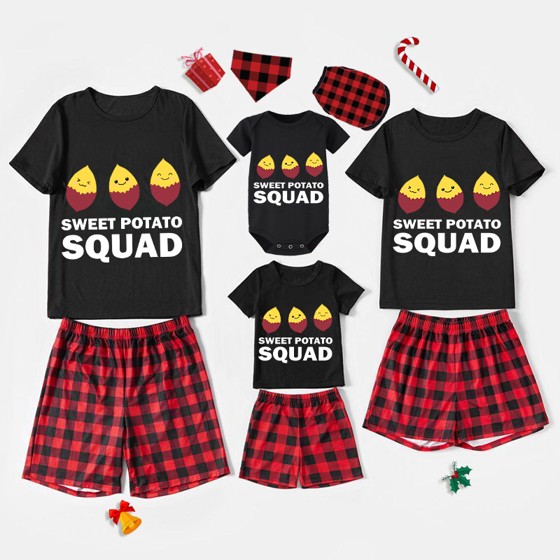 Family Matching Pajamas Exclusive Design Is Potato Sweet Potato Squad Black Red Plaids Pajamas Set