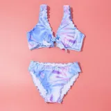 Toddler Girls Two Pieces Swimwear Bowknot Gradient Color Swimsuit