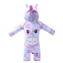 Toddler Kids Girl One Piece Swimsuit Long Sleeve Unicorns Surfwear Swimsuit