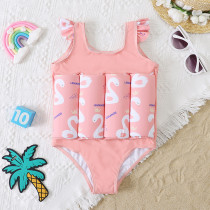 Toddler Kids Swimwear Swan Prints Float Adjustable Buoyancy Swimsuit