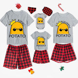 Family Matching Pajamas Exclusive Design Is Potato King And Queen Gray Short Pajamas Set