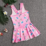Toddler Girls One Piece Swimwear Princess Snowman Swimsuit Skirt
