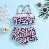 Toddler Girls Two Pieces Swimwear Leopard Prints Swimsuit