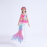 Toddler Girls 3 Pieces Swimwear Mermaid Lace Bowknot Bikini Swimsuit