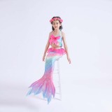 Toddler Girls 3 Pieces Swimwear Mermaid Lace Bowknot Bikini Swimsuit