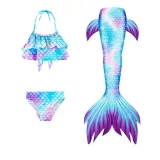 Toddler Girls 3 Pieces Swimwear Mermaid Bowknot Halter Bikini Swimsuit