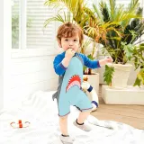 Toddler Kids Boy One Piece Swimwear Cartoon Shark Sun Protection Swimsuit