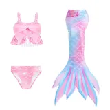Toddler Girls 3 Pieces Swimwear Mermaid Lace Bowknot Bikini Swimsuit