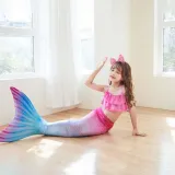 Toddler Girls 3 Pieces Swimwear Mermaid Fish Tail Bikini Swimsuit Set