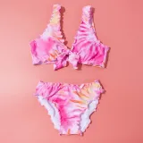 Toddler Girls Two Pieces Swimwear Bowknot Gradient Color Swimsuit