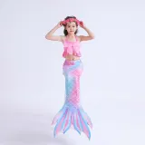Toddler Girls 3 Pieces Swimwear Mermaid Lace Bowknot Bikini Swimsuit