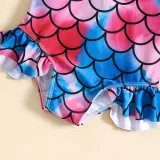 Toddler Girls One Piece Swimwear Cartoon Dinosaurs Ruffles Swimsuit