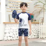 Toddler Kids Boy Two Pieces Swimwear Space Astronauts Swimsuit with Swim Cap